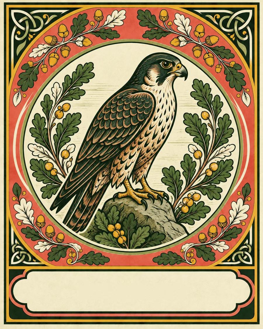 Illustrazione di un falco pellegrino su una roccia