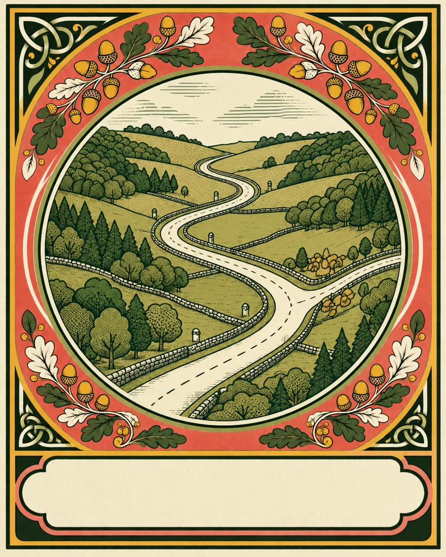 Illustrazione di un sentiero tra le colline